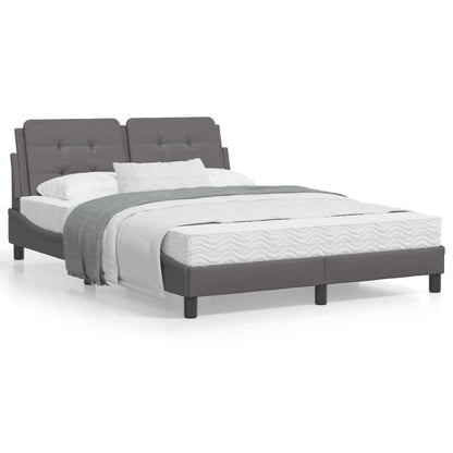 Bedframe met hoofdbord kunstleer grijs 140x200 cm