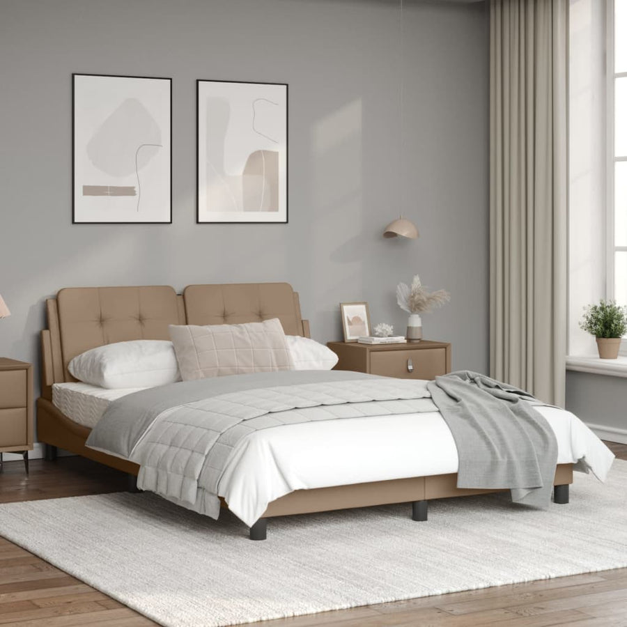 Bedframe met hoofdbord kunstleer cappuccinokleurig 140x200 cm