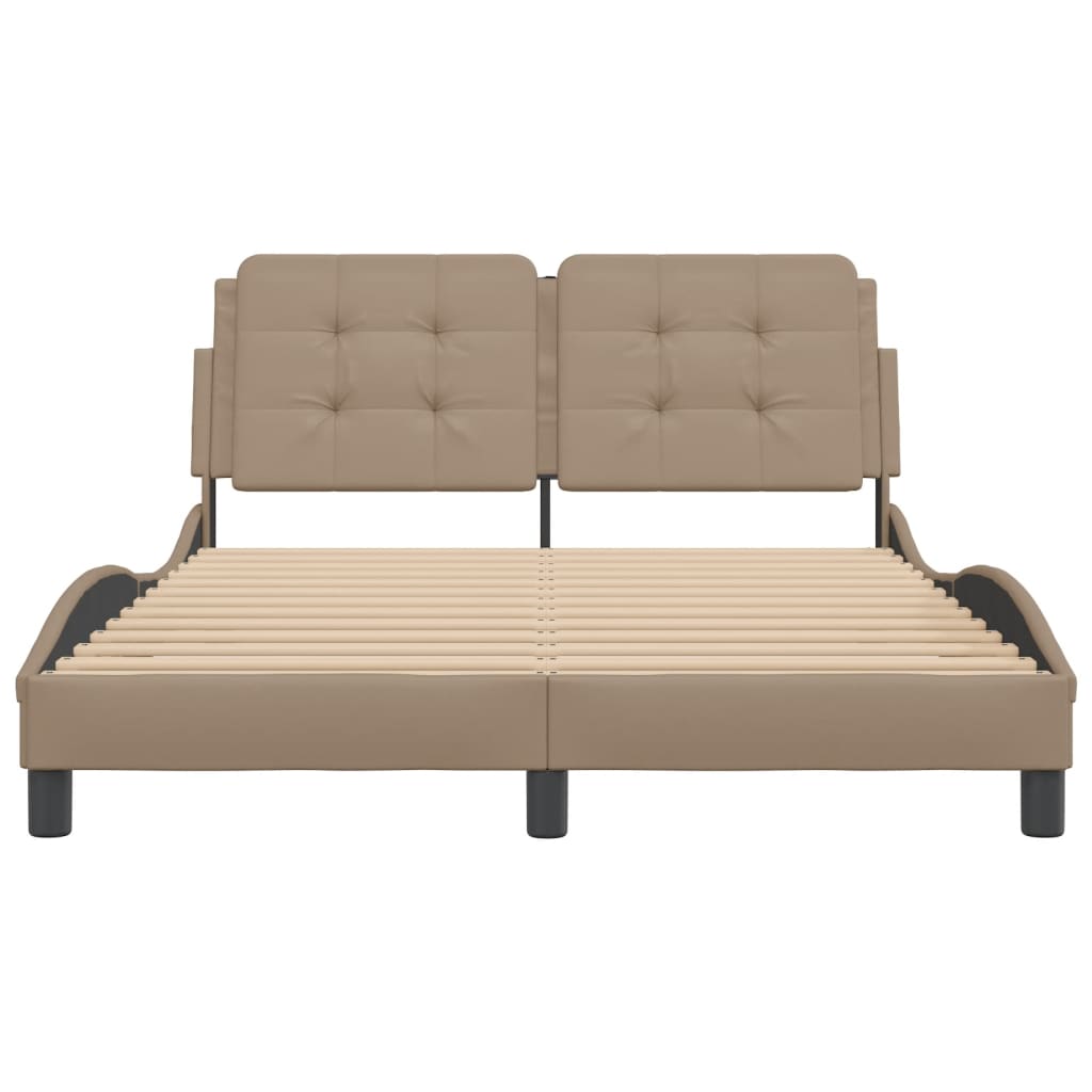 Bedframe met hoofdbord kunstleer cappuccinokleurig 140x200 cm