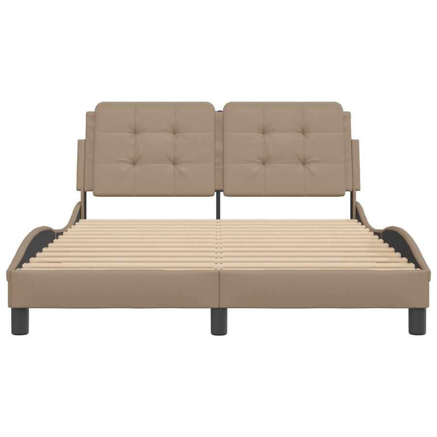 Bedframe met hoofdbord kunstleer cappuccinokleurig 140x200 cm