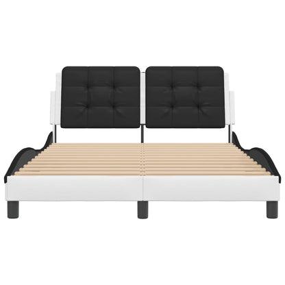 Bedframe met hoofdbord kunstleer zwart en wit 140x200 cm
