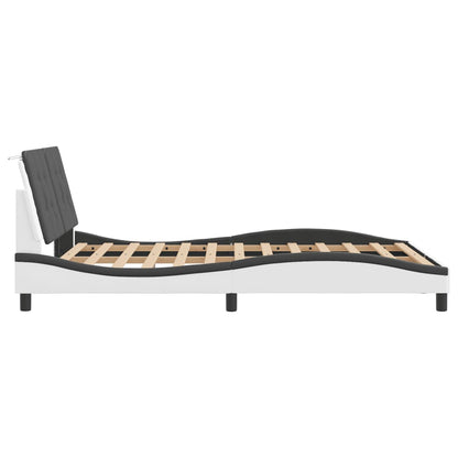 Bedframe met hoofdbord kunstleer zwart en wit 140x200 cm