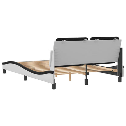 Bedframe met hoofdbord kunstleer zwart en wit 140x200 cm