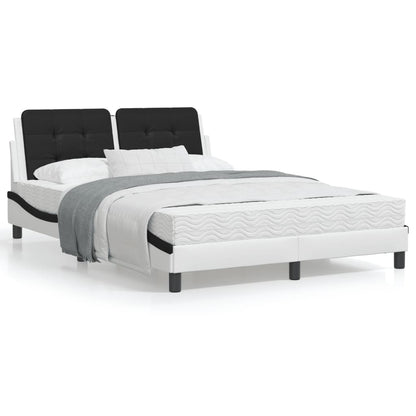Bedframe met hoofdbord kunstleer zwart en wit 140x200 cm