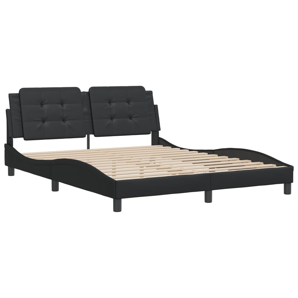Bedframe met hoofdbord kunstleer zwart 160x200 cm