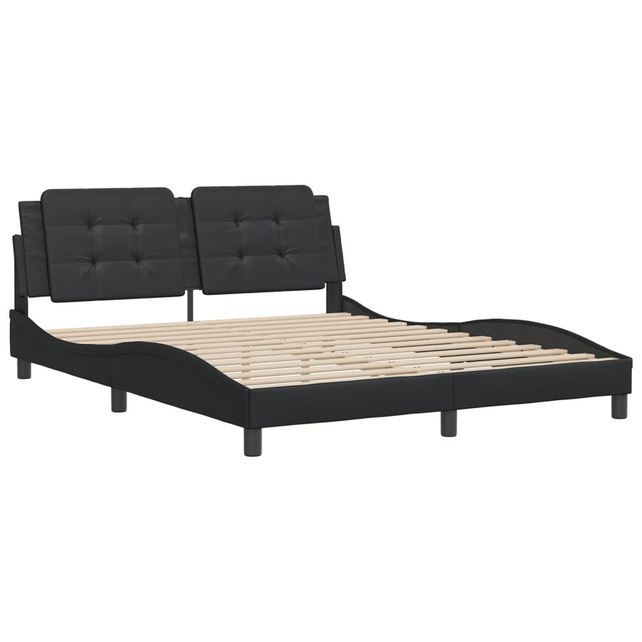 Bedframe met hoofdbord kunstleer zwart 160x200 cm