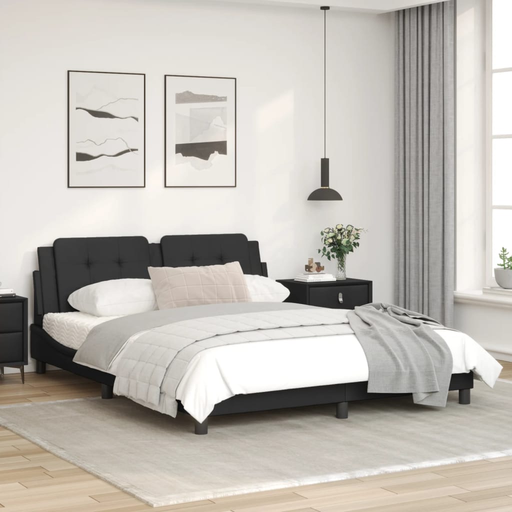Bedframe met hoofdbord kunstleer zwart 160x200 cm