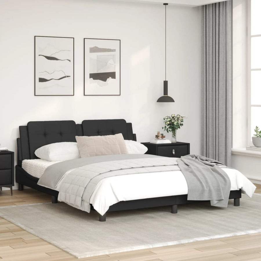 Bedframe met hoofdbord kunstleer zwart 160x200 cm