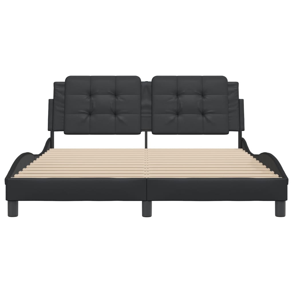 Bedframe met hoofdbord kunstleer zwart 160x200 cm