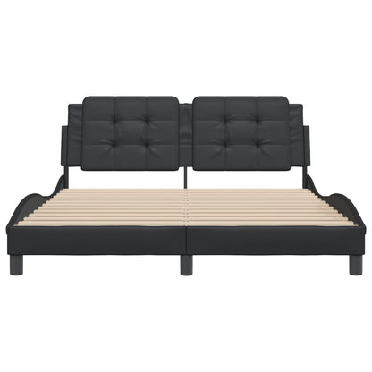 Bedframe met hoofdbord kunstleer zwart 160x200 cm