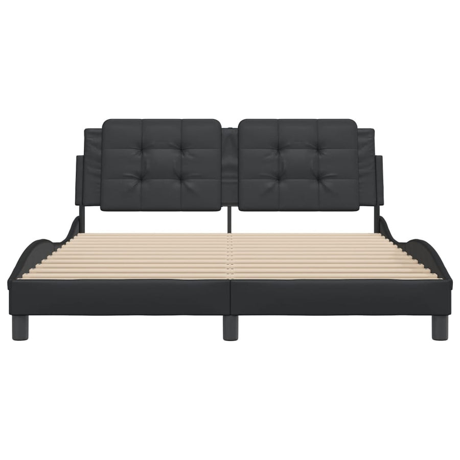 Bedframe met hoofdbord kunstleer zwart 160x200 cm