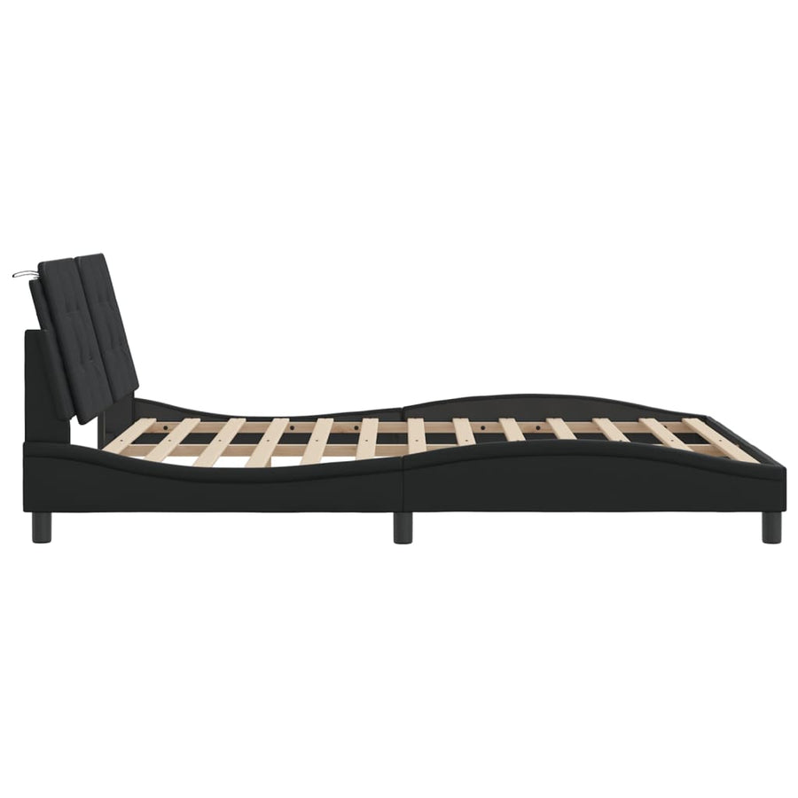 Bedframe met hoofdbord kunstleer zwart 160x200 cm