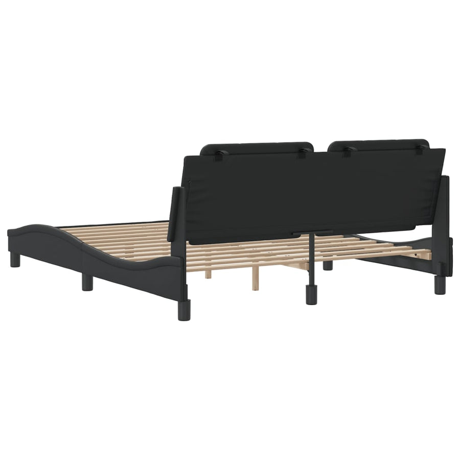 Bedframe met hoofdbord kunstleer zwart 160x200 cm