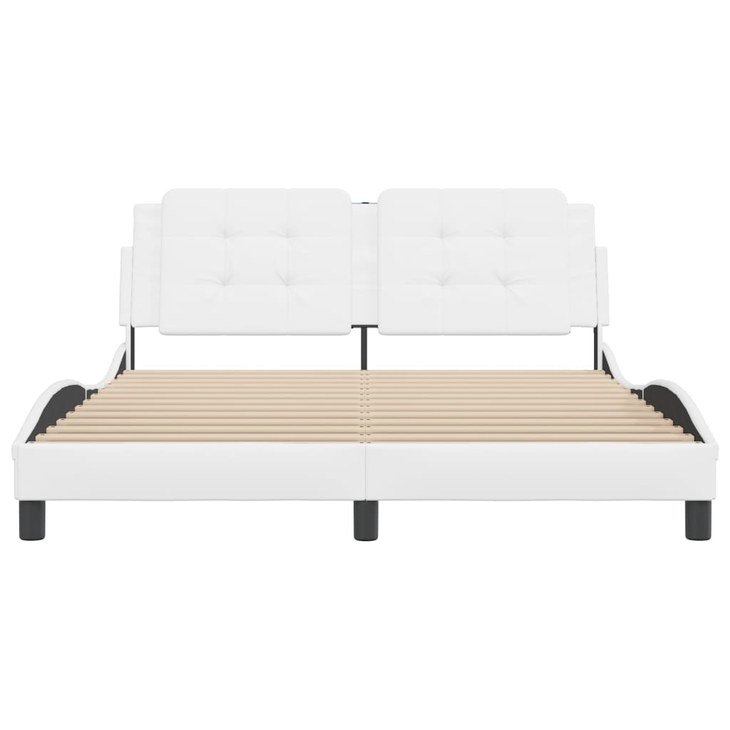 Bedframe met hoofdbord kunstleer wit 160x200 cm