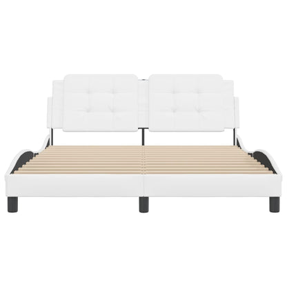 Bedframe met hoofdbord kunstleer wit 160x200 cm