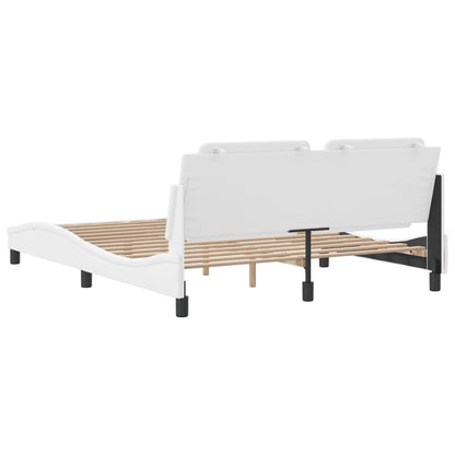Bedframe met hoofdbord kunstleer wit 160x200 cm