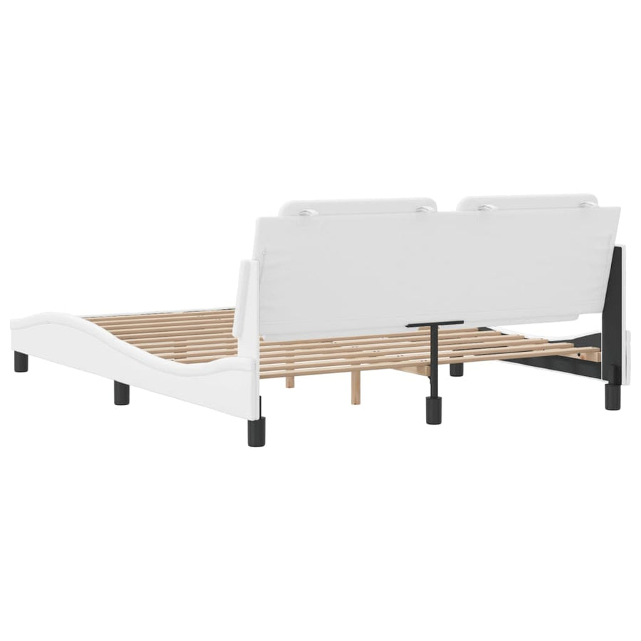Bedframe met hoofdbord kunstleer wit 160x200 cm