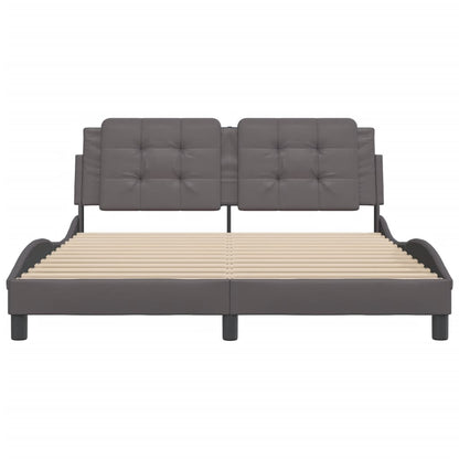 Bedframe met hoofdbord kunstleer grijs 160x200 cm