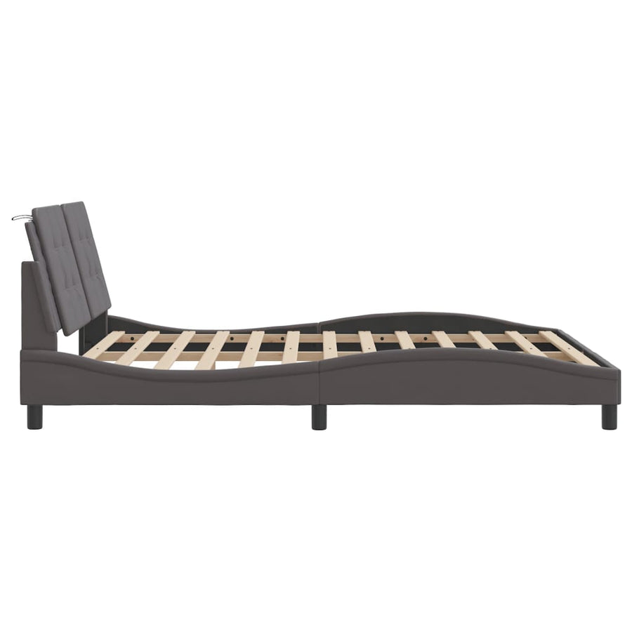 Bedframe met hoofdbord kunstleer grijs 160x200 cm