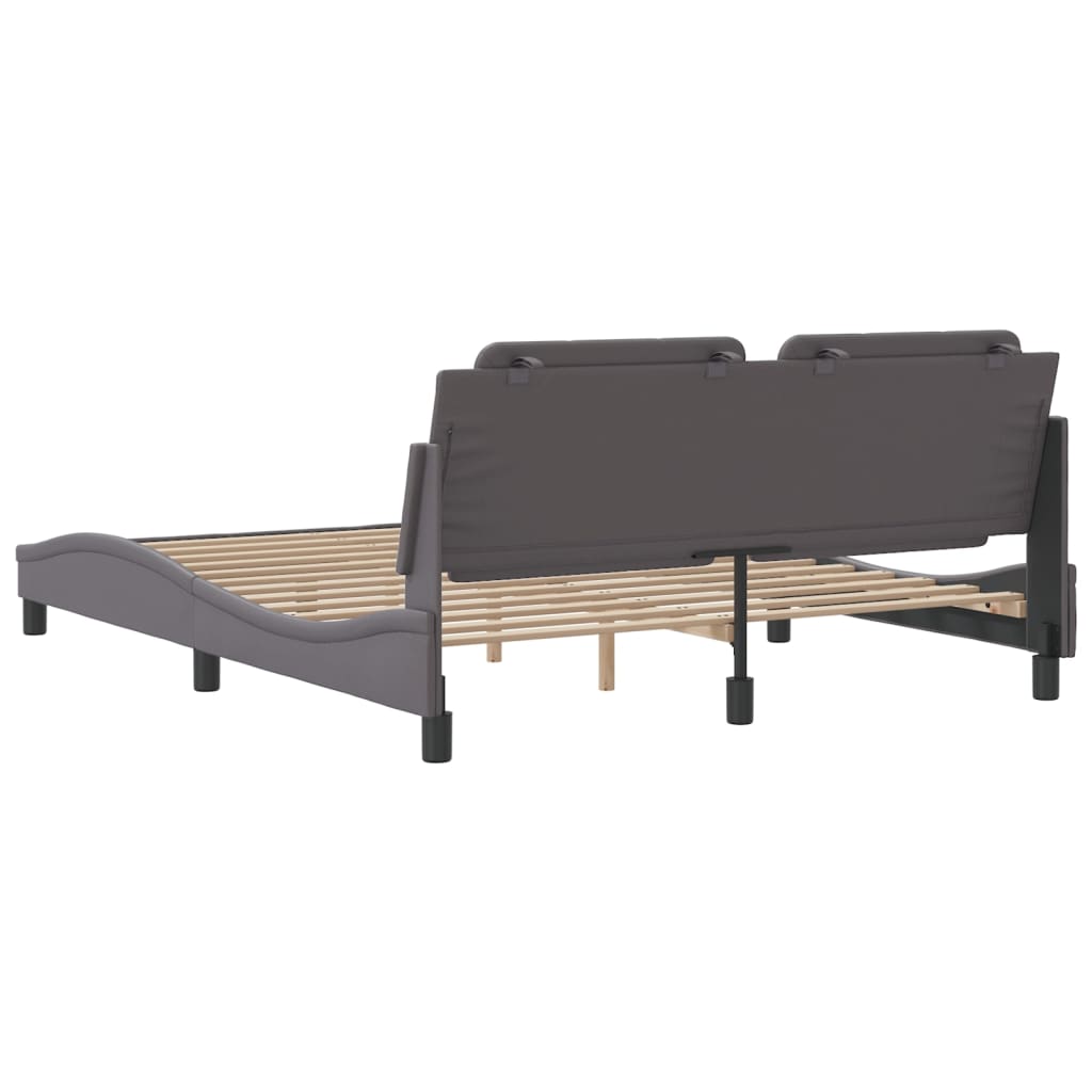 Bedframe met hoofdbord kunstleer grijs 160x200 cm