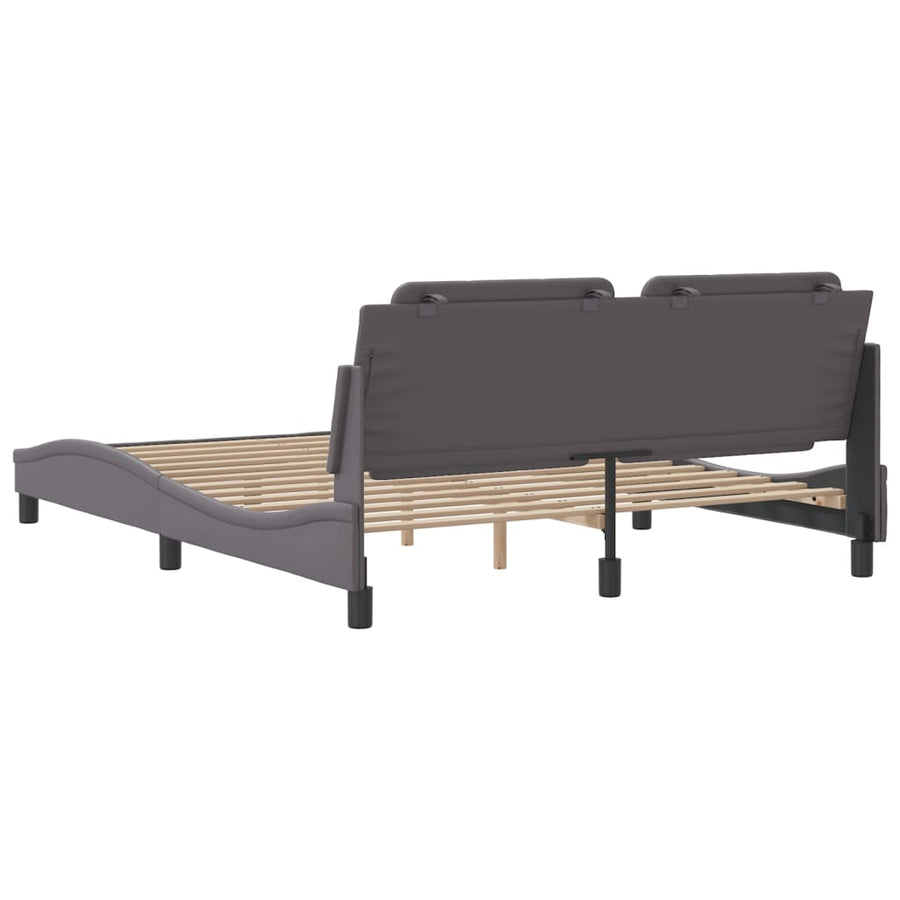 Bedframe met hoofdbord kunstleer grijs 160x200 cm