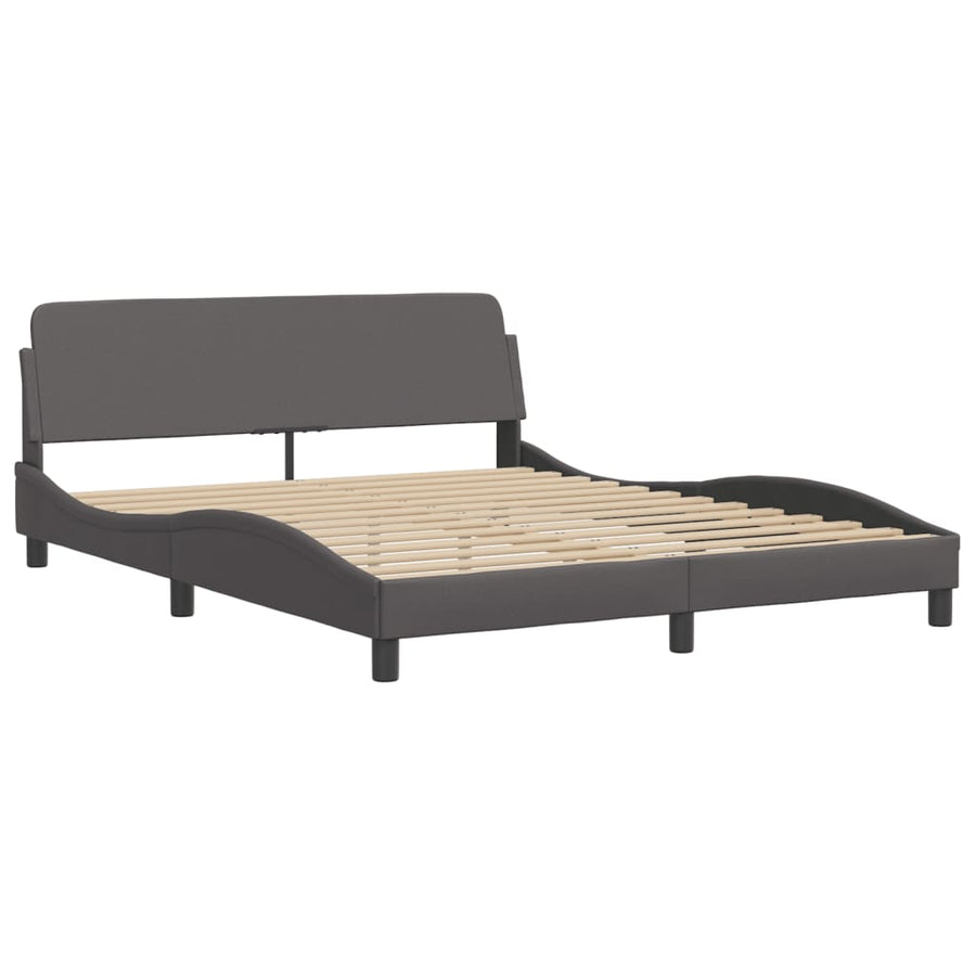 Bedframe met hoofdbord kunstleer grijs 160x200 cm