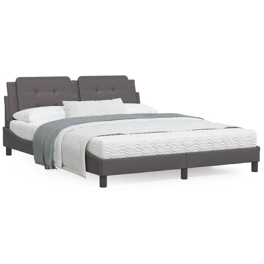Bedframe met hoofdbord kunstleer grijs 160x200 cm