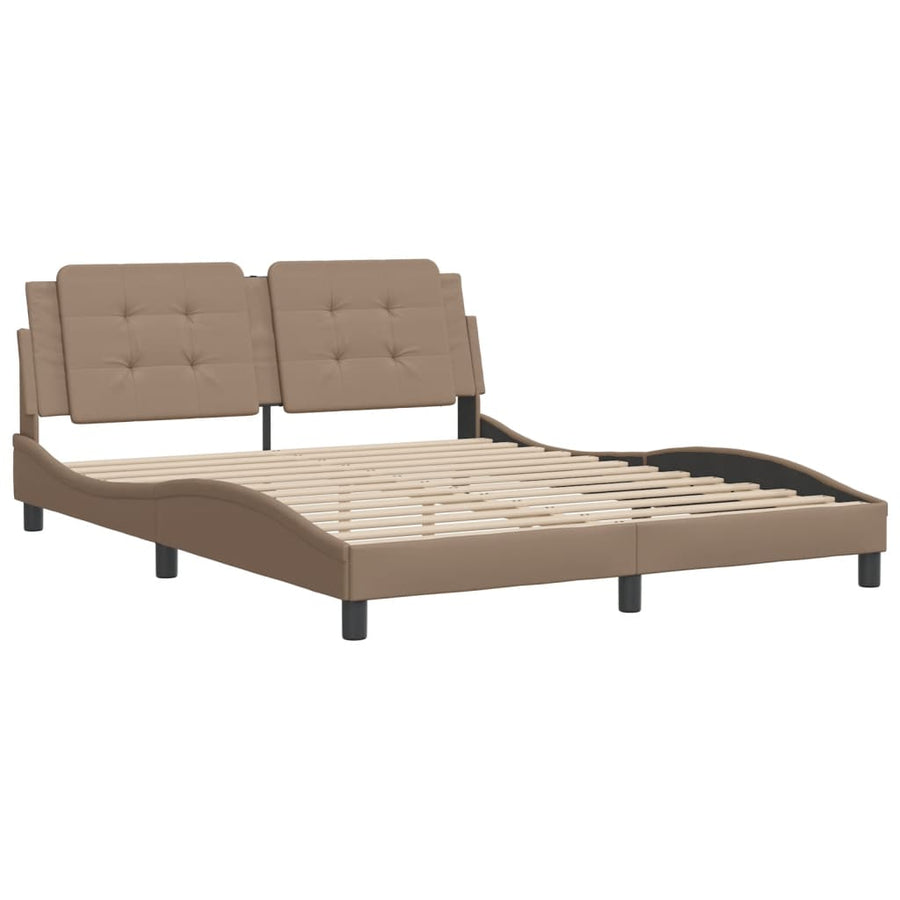 Bedframe met hoofdbord kunstleer cappuccinokleurig 160x200 cm