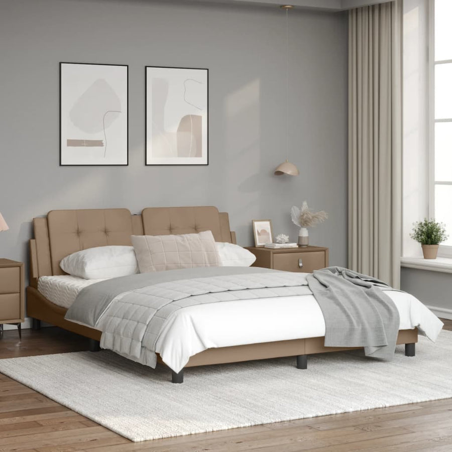 Bedframe met hoofdbord kunstleer cappuccinokleurig 160x200 cm