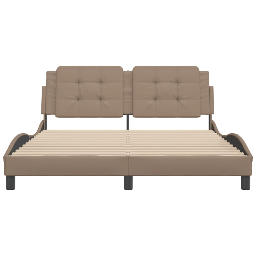 Bedframe met hoofdbord kunstleer cappuccinokleurig 160x200 cm