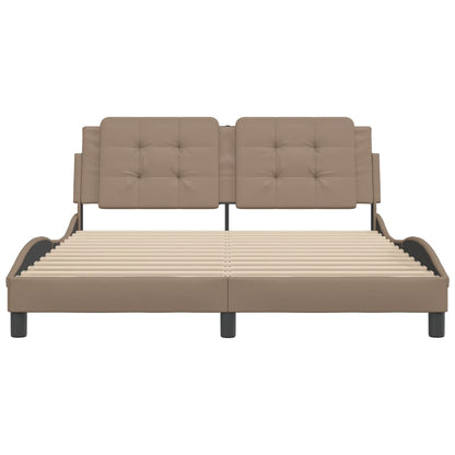 Bedframe met hoofdbord kunstleer cappuccinokleurig 160x200 cm