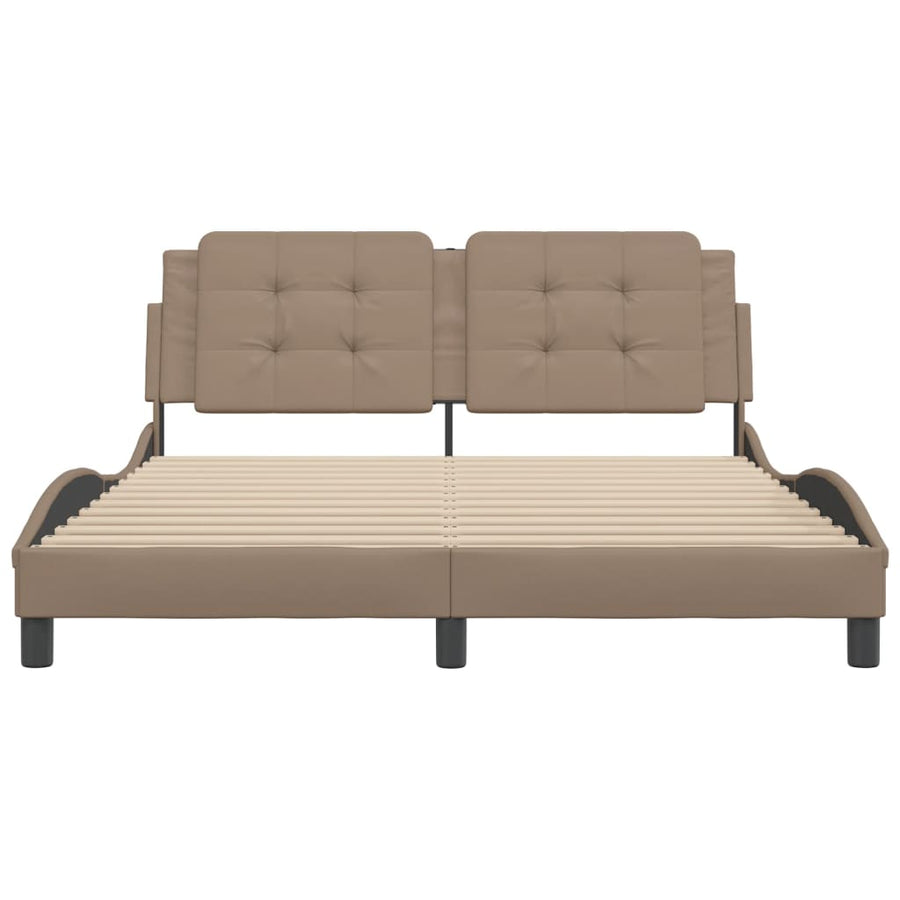 Bedframe met hoofdbord kunstleer cappuccinokleurig 160x200 cm