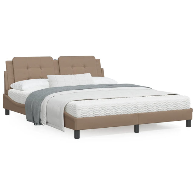 Bedframe met hoofdbord kunstleer cappuccinokleurig 160x200 cm