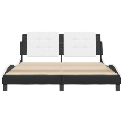 Bedframe met hoofdbord kunstleer zwart en wit 160x200 cm
