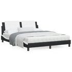 Bedframe met hoofdbord kunstleer zwart en wit 160x200 cm