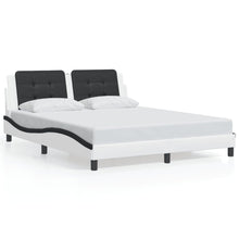Bedframe Met Hoofdbord Kunstleer En 160 x 200 cm Wit en zwart