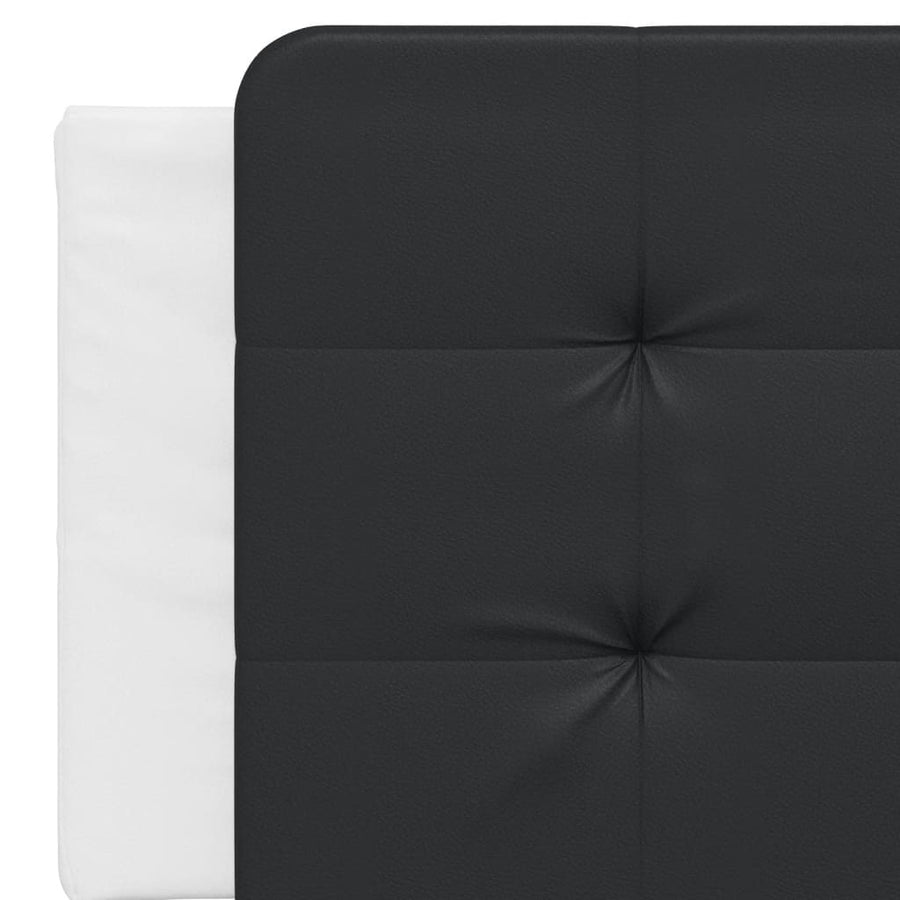 Bedframe Met Hoofdbord Kunstleer En 160 x 200 cm Wit en zwart