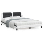 Bedframe met hoofdbord kunstleer zwart en wit 160x200 cm