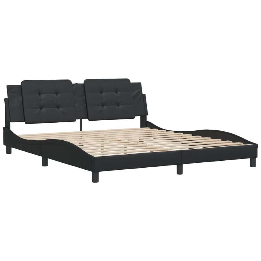 Bedframe met hoofdbord kunstleer zwart 180x200 cm