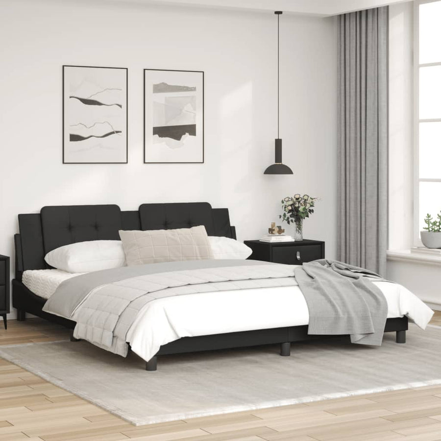 Bedframe met hoofdbord kunstleer zwart 180x200 cm
