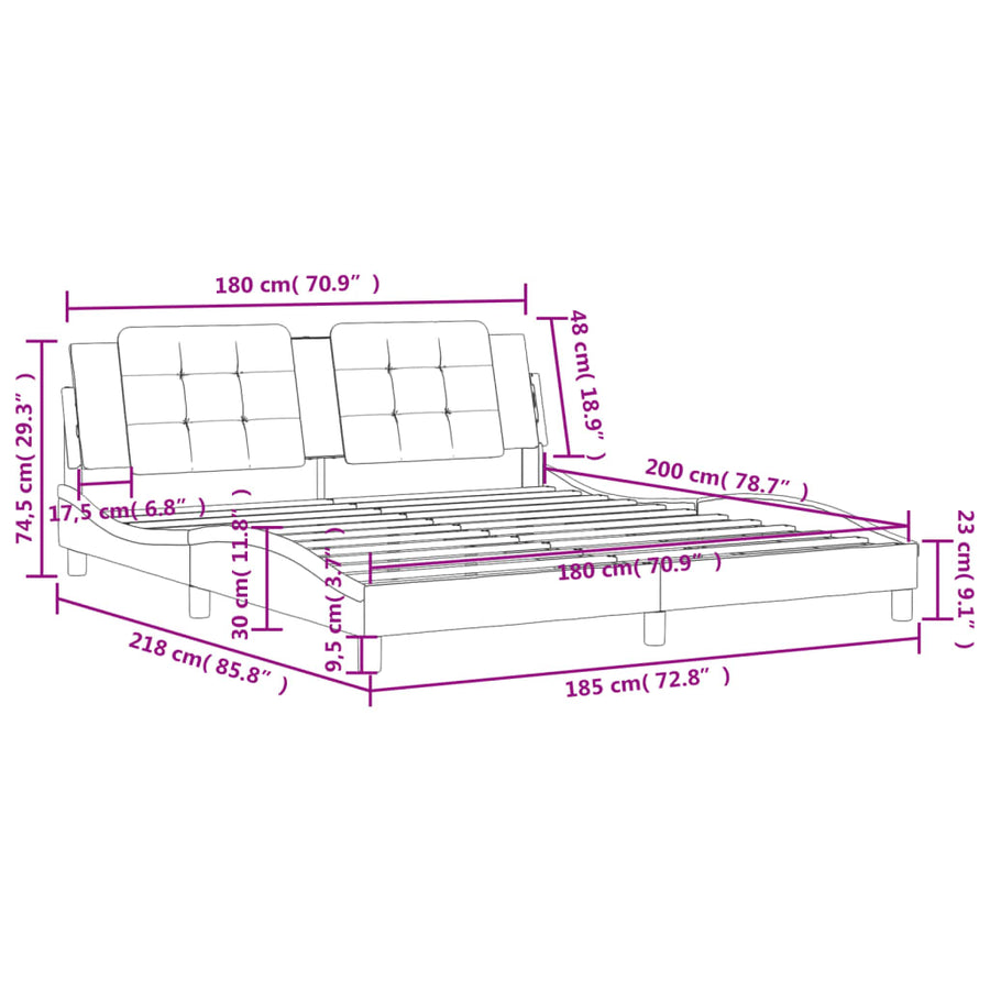 Bedframe met hoofdbord kunstleer zwart 180x200 cm