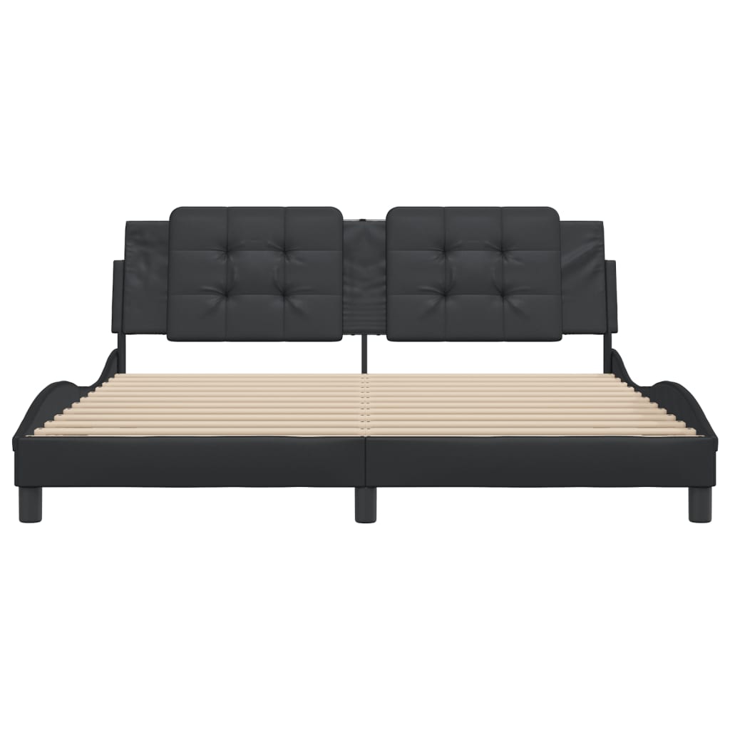 Bedframe met hoofdbord kunstleer zwart 180x200 cm