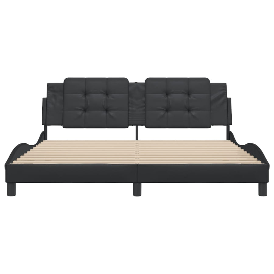 Bedframe met hoofdbord kunstleer zwart 180x200 cm