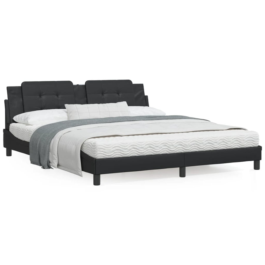 Bedframe met hoofdbord kunstleer zwart 180x200 cm