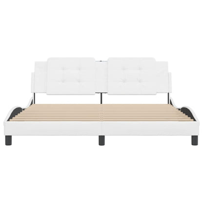Bedframe met hoofdbord kunstleer wit 180x200 cm