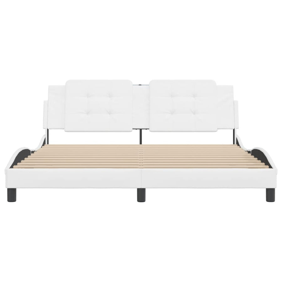 Bedframe met hoofdbord kunstleer wit 180x200 cm