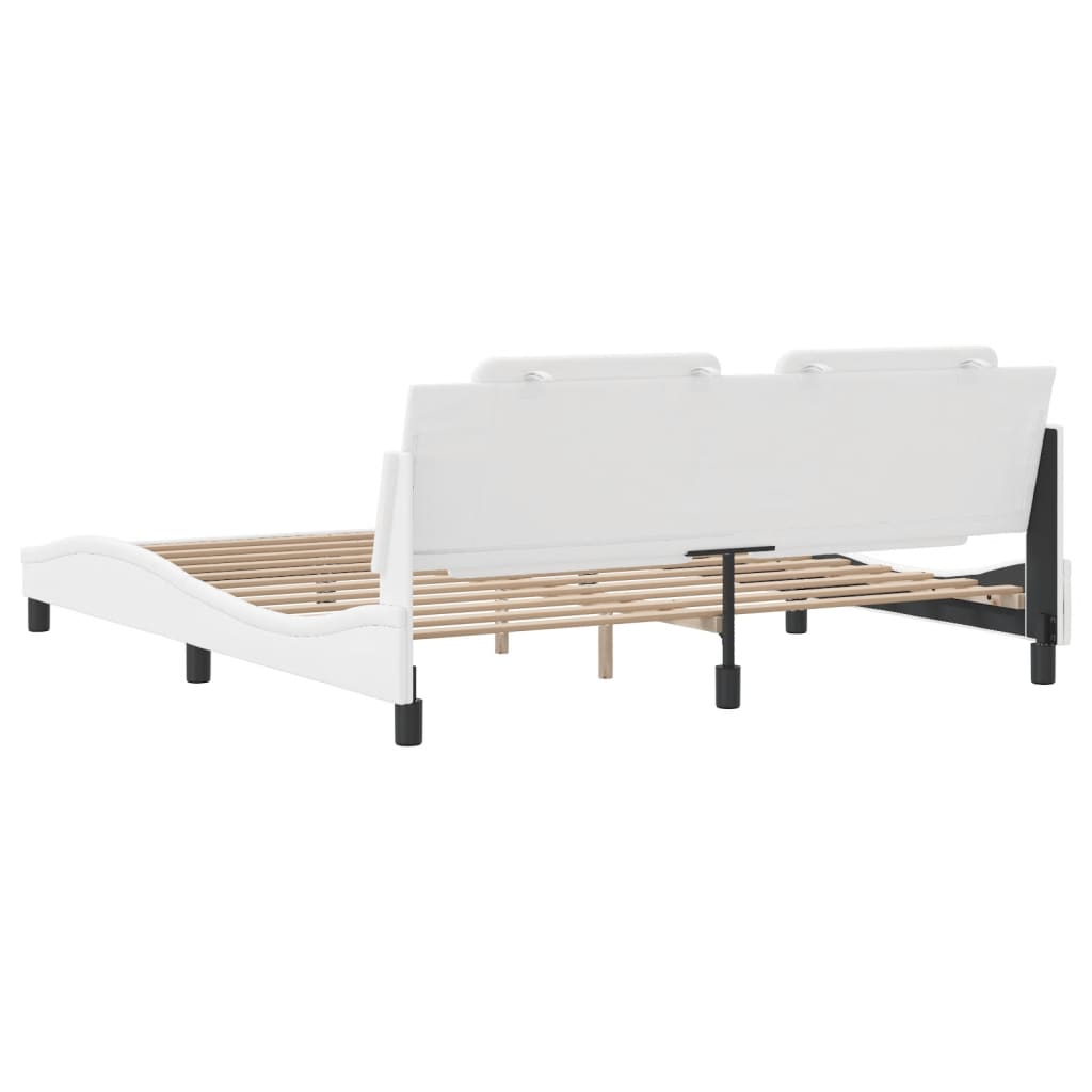 Bedframe met hoofdbord kunstleer wit 180x200 cm