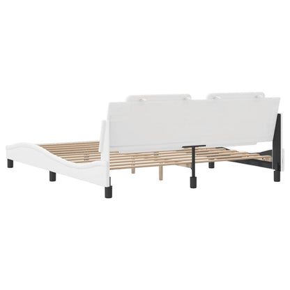 Bedframe met hoofdbord kunstleer wit 180x200 cm