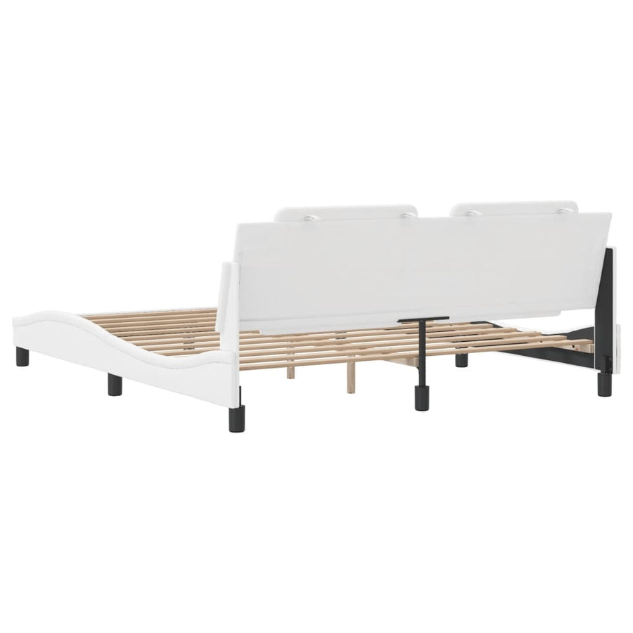 Bedframe met hoofdbord kunstleer wit 180x200 cm