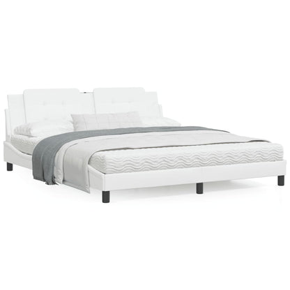 Bedframe met hoofdbord kunstleer wit 180x200 cm